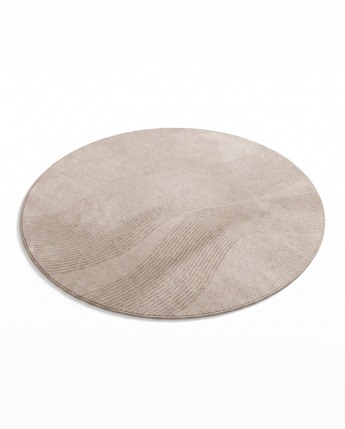 Easy Clean Rug Sand Wave Pattern Round Spillproof Pet-Friendly M | Durable Pile, 6ft