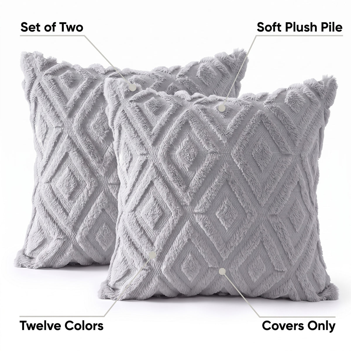 Christmas Plush Cushion Cover Set of 2 | Soft Pile, 12-26in