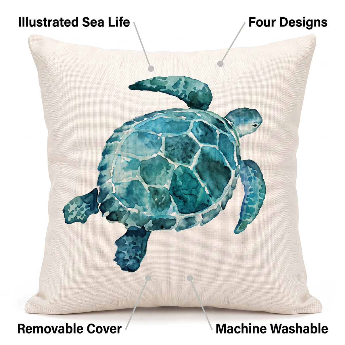 Sea Life Cushion Cover | Coastal Print, 4 Designs