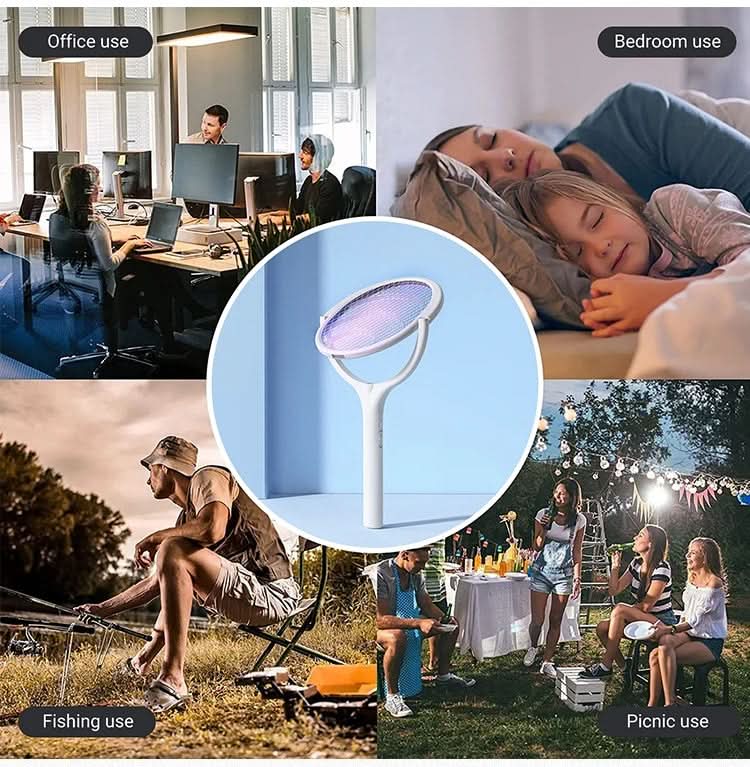Bug zapper racket charging via USB with its LED light on