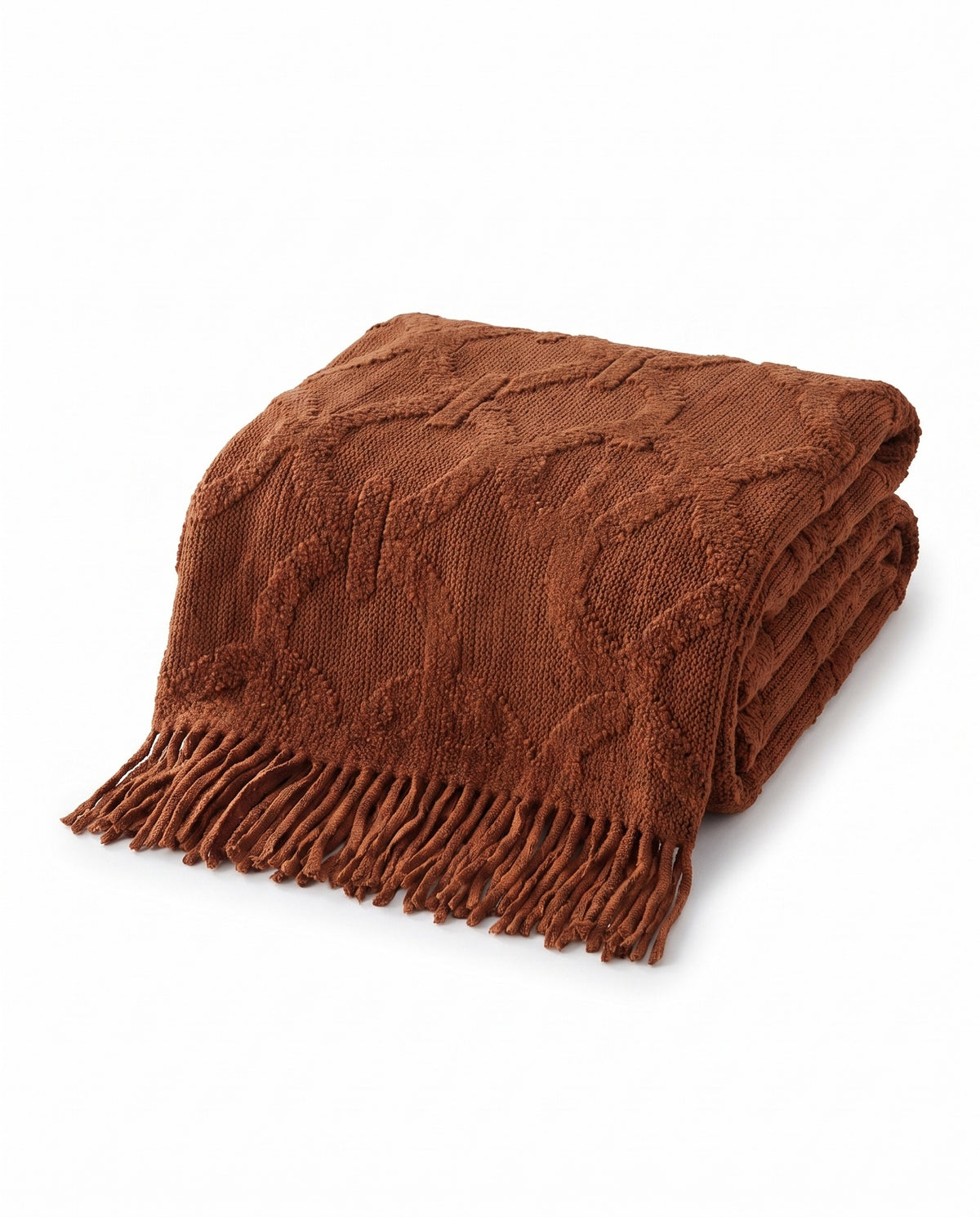 Elegant Textured Fringe Throw Blanket | Soft Warm Handfeel, 51-94in
