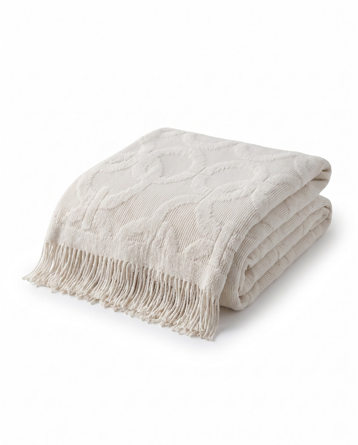 Elegant Textured Fringe Throw Blanket | Soft Warm Handfeel, 51-94in