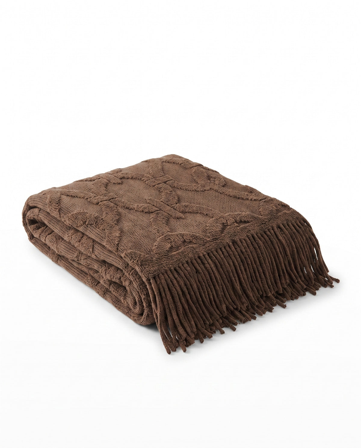 Elegant Textured Fringe Throw Blanket | Soft Warm Handfeel, 51-94in