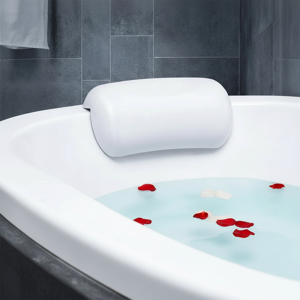 Ergonomic Bath Pillow with Suction Cups and Water Repellent Cover, view 4