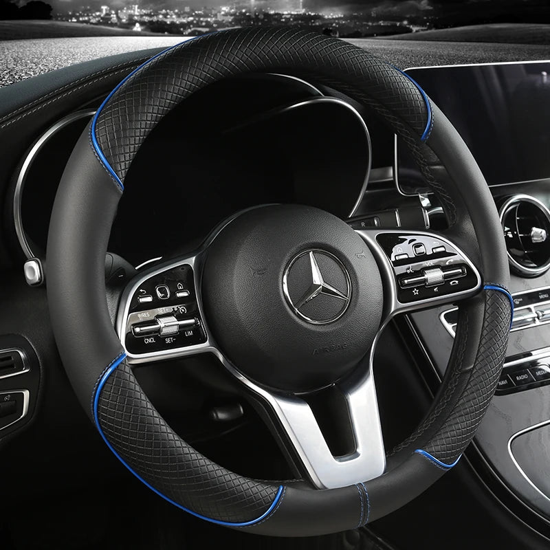 Faux Leather Steering Wheel Cover with Diamond Texture for Better Grip, view 4