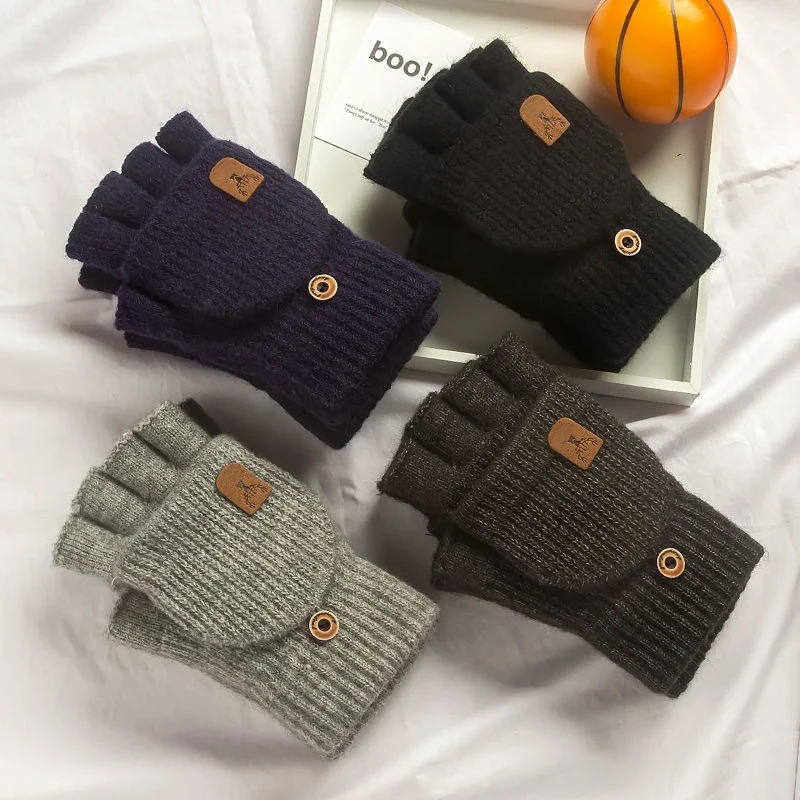 Fingerless touchscreen gloves shown in four colors