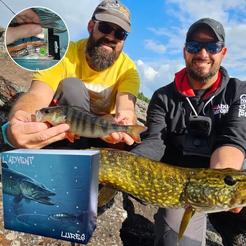 Fishing advent calendar with 24 doors filled with lures
