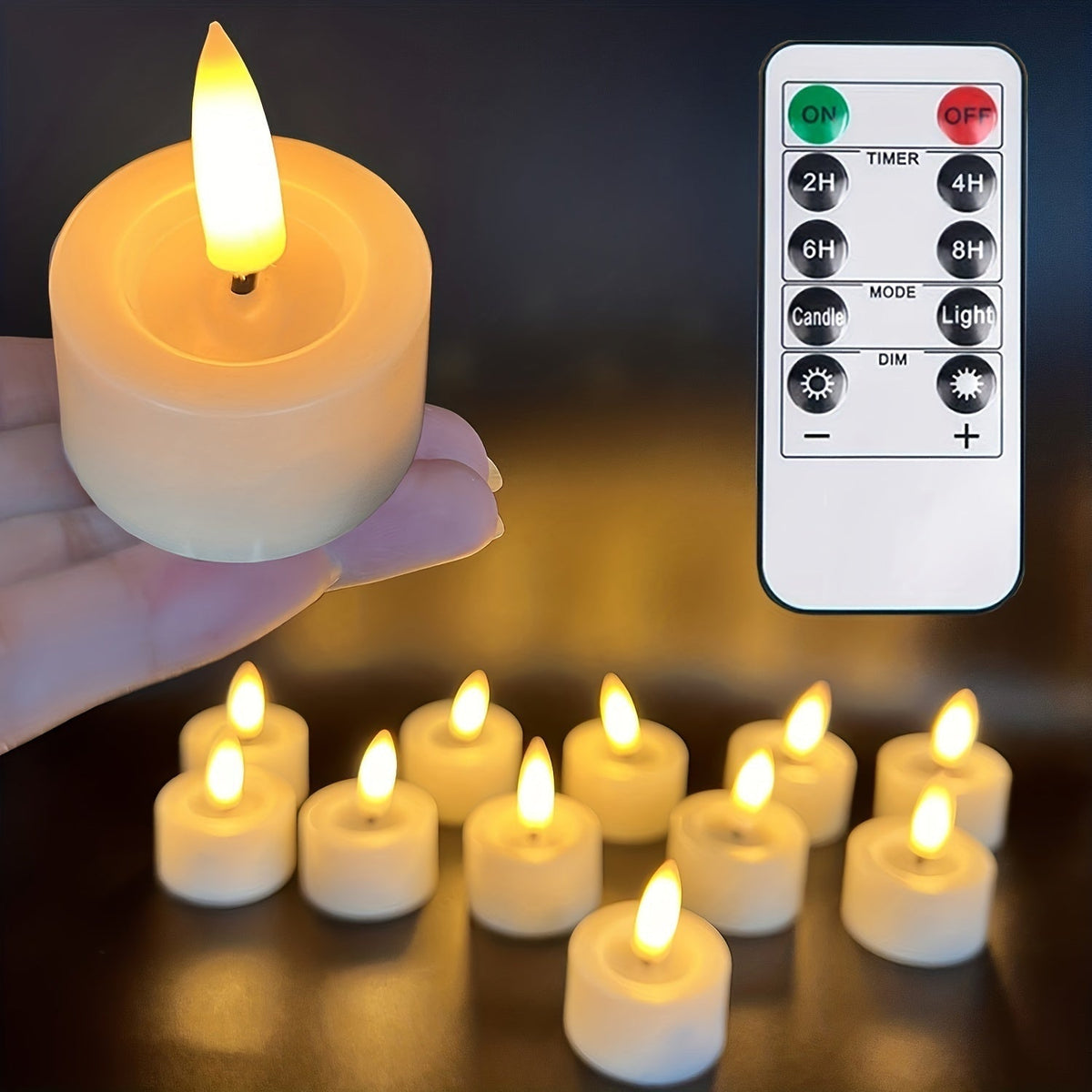 Flameless LED Tea Lights with Remote and Timer, Set of 6 or 12, view 5