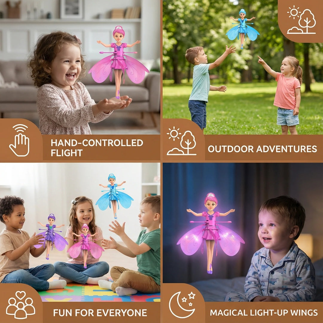 Flying Fairy Doll with Hand Control and LED Wings, USB Rechargeable, view 4