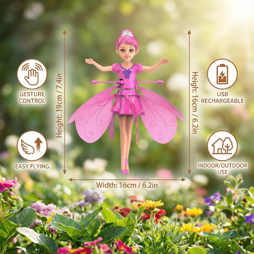 Flying Fairy Doll with Hand Control and LED Wings, USB Rechargeable, view 5