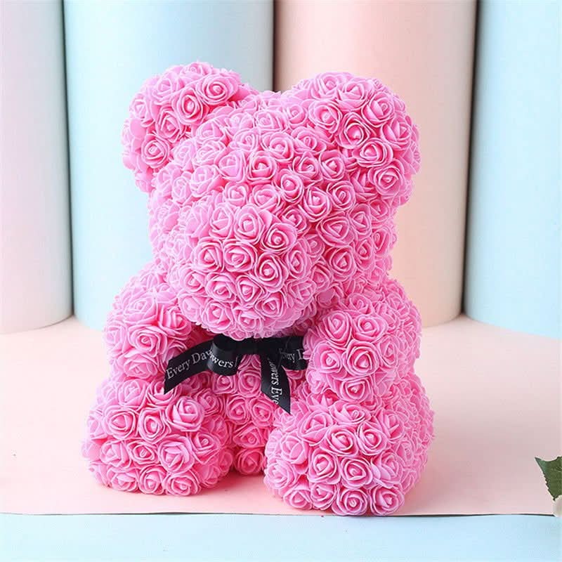 Foam Rose Bear Made of PE Foam Flowers, 9.8 Inch, in Twelve Colors, view 8