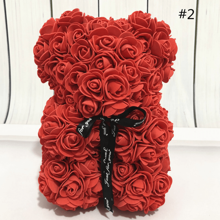 Foam Rose Bear Made of PE Foam Flowers, 9.8 Inch, in Twelve Colors, view 9