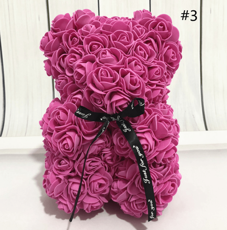 Foam Rose Bear Made of PE Foam Flowers, 9.8 Inch, in Twelve Colors, view 14