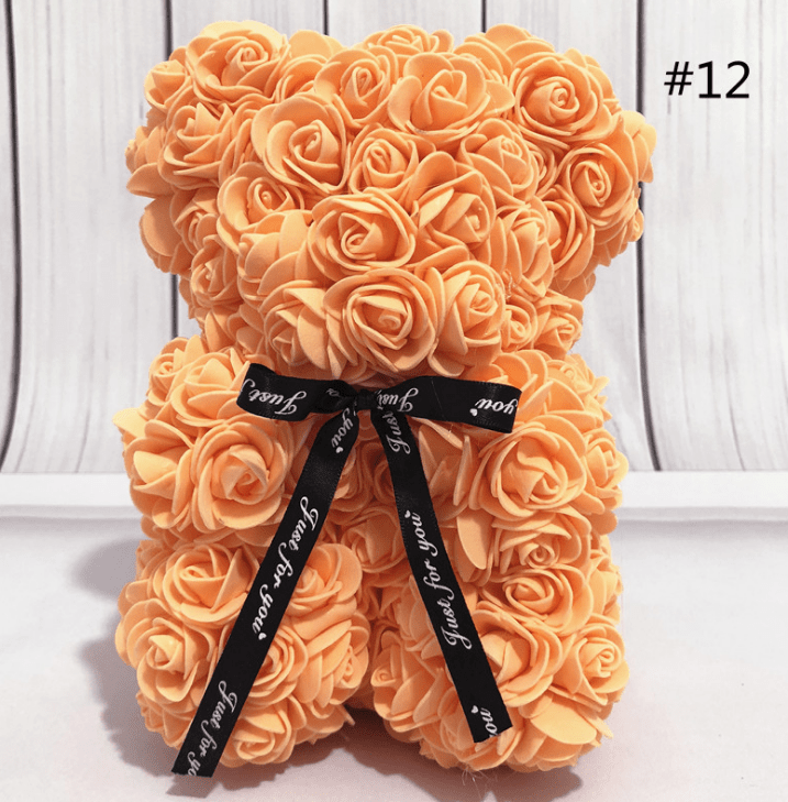 Foam Rose Bear Made of PE Foam Flowers, 9.8 Inch, in Twelve Colors, view 19