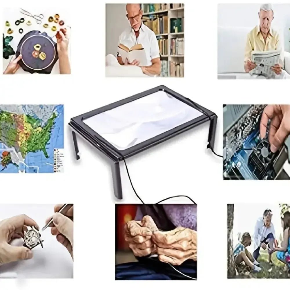 Foldable Hands Free Reading Magnifier with 3x Magnification and Four LEDs, view 2