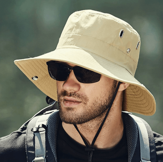 Foldable sun hat showing the ventilation openings