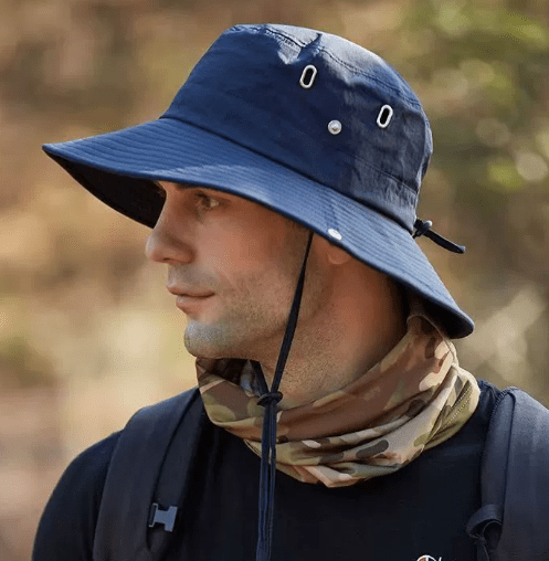 Foldable Wide Brim Sun Hat with Vents and Chin Strap, 22.8 to 23.6 in, view 4