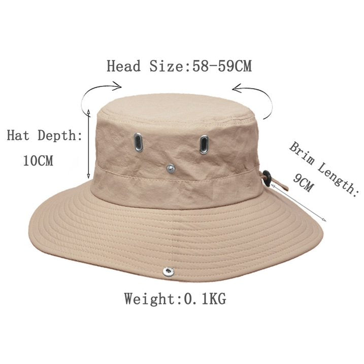 Foldable Wide Brim Sun Hat with Vents and Chin Strap, 22.8 to 23.6 in, view 5