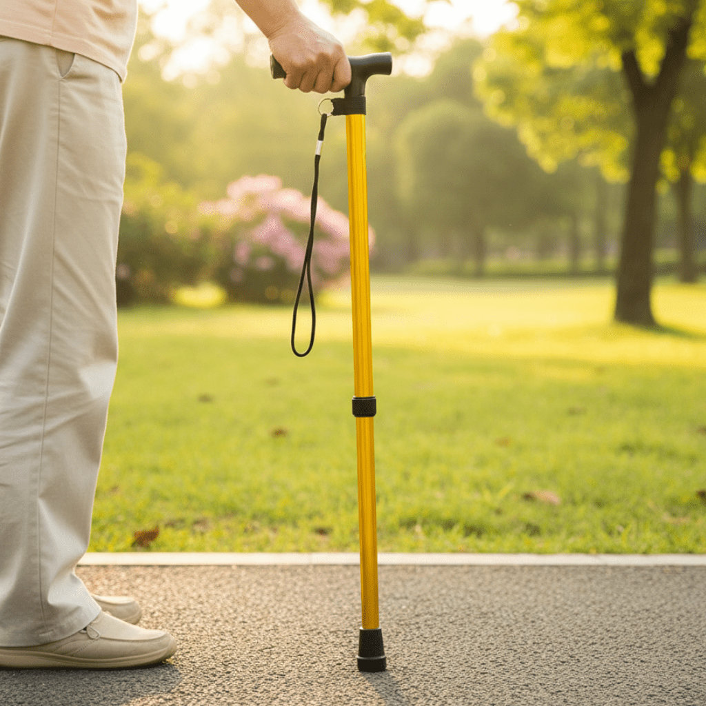 Folding Aluminum Walking Cane in Five Colors, 32.7 in Extended, view 1