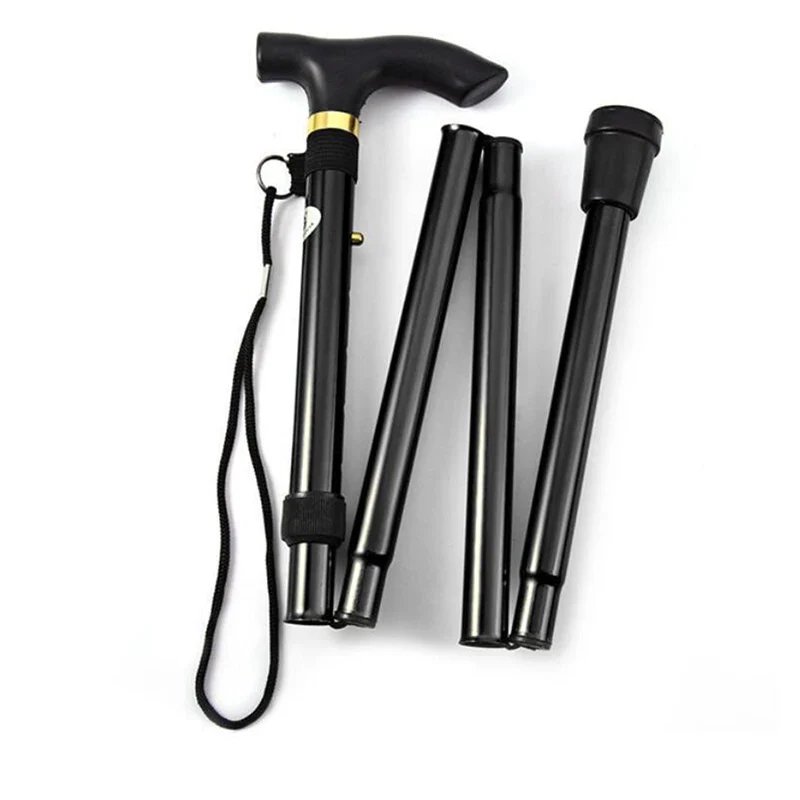 Folding walking canes in gold, black, silver, coffee and blue