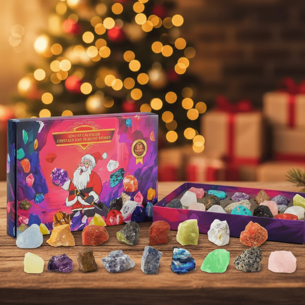 Gemstone Advent Calendar with 24 Crystals for Young Collectors in Four Styles, view 1