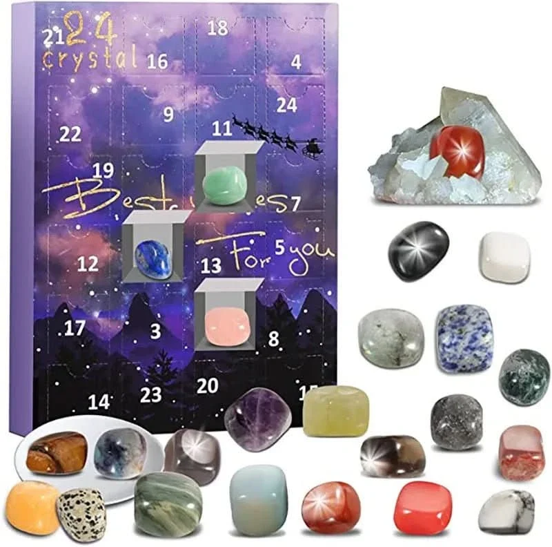Gemstone Advent Calendar with 24 Crystals for Young Collectors in Four Styles, view 3