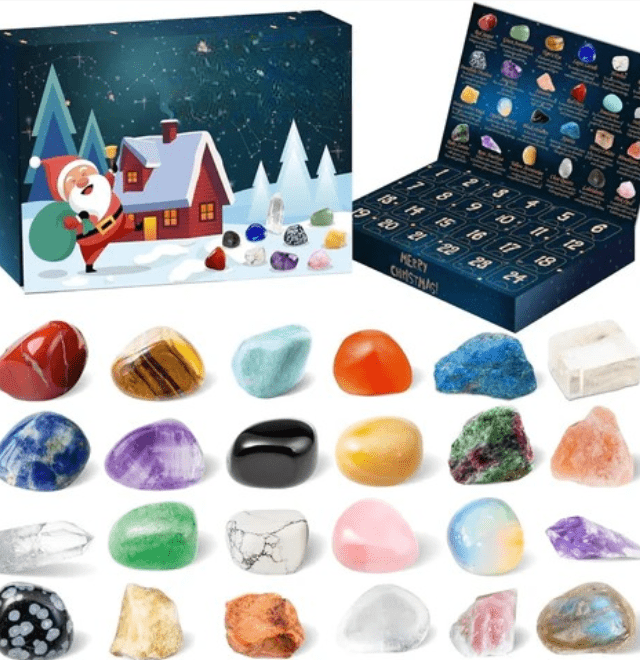 Gemstone Advent Calendar with 24 Crystals for Young Collectors in Four Styles, view 5