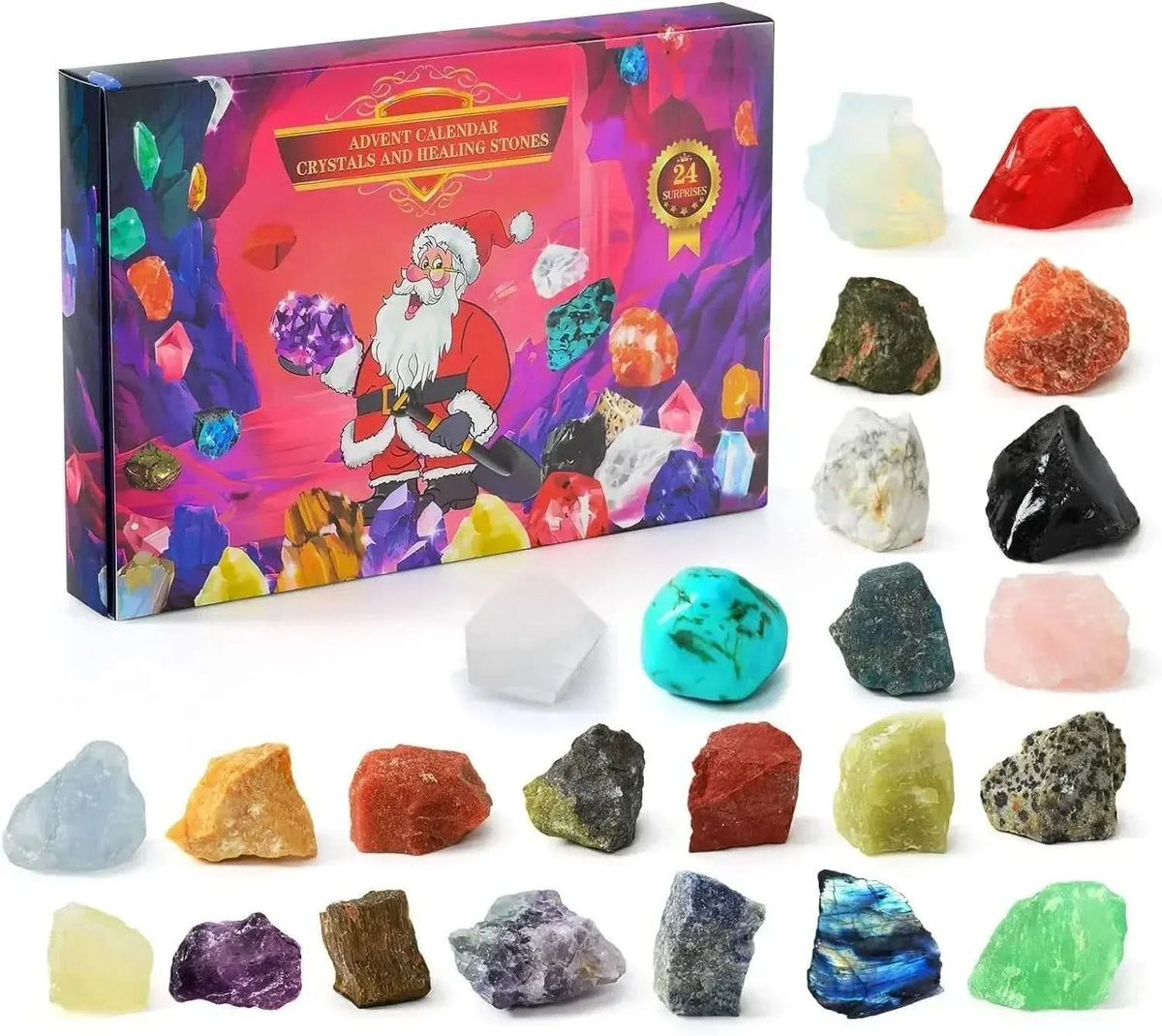 Gemstone Advent Calendar with 24 Crystals for Young Collectors in Four Styles, view 6