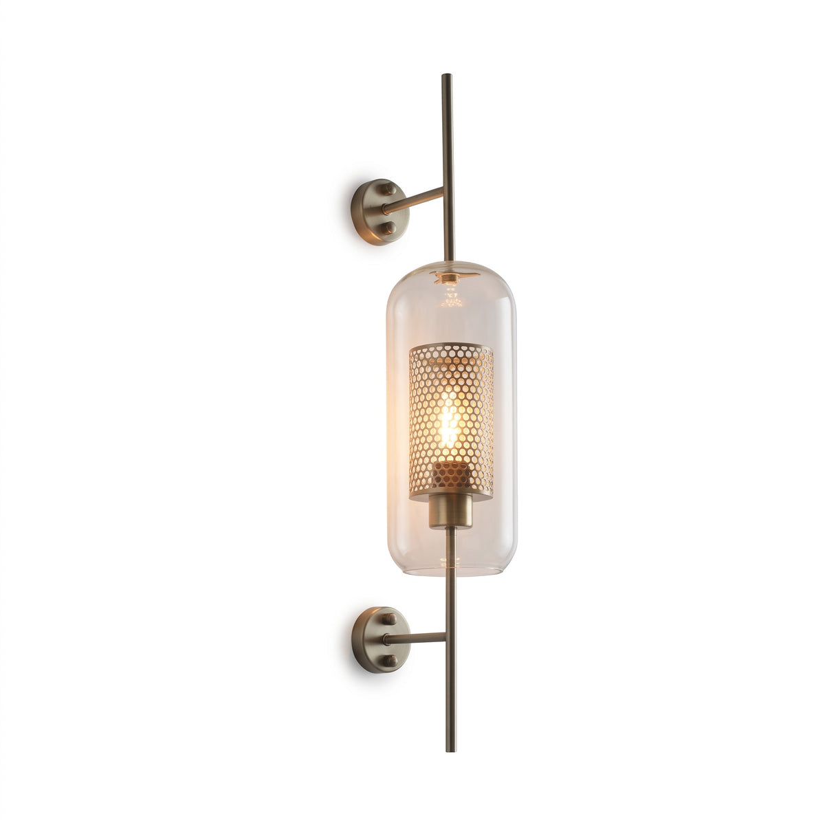 Glass Wall Sconce - Gold / Pipe
