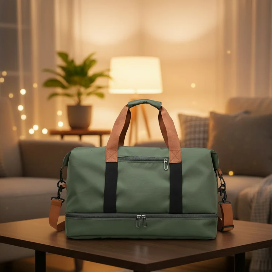 Gym Bag with Separate Shoe Compartment, Wet Pocket and Trolley Sleeve, view 1