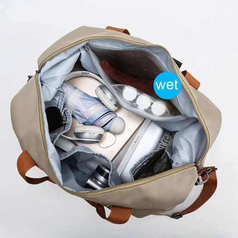 Gym Bag with Separate Shoe Compartment, Wet Pocket and Trolley Sleeve, view 4