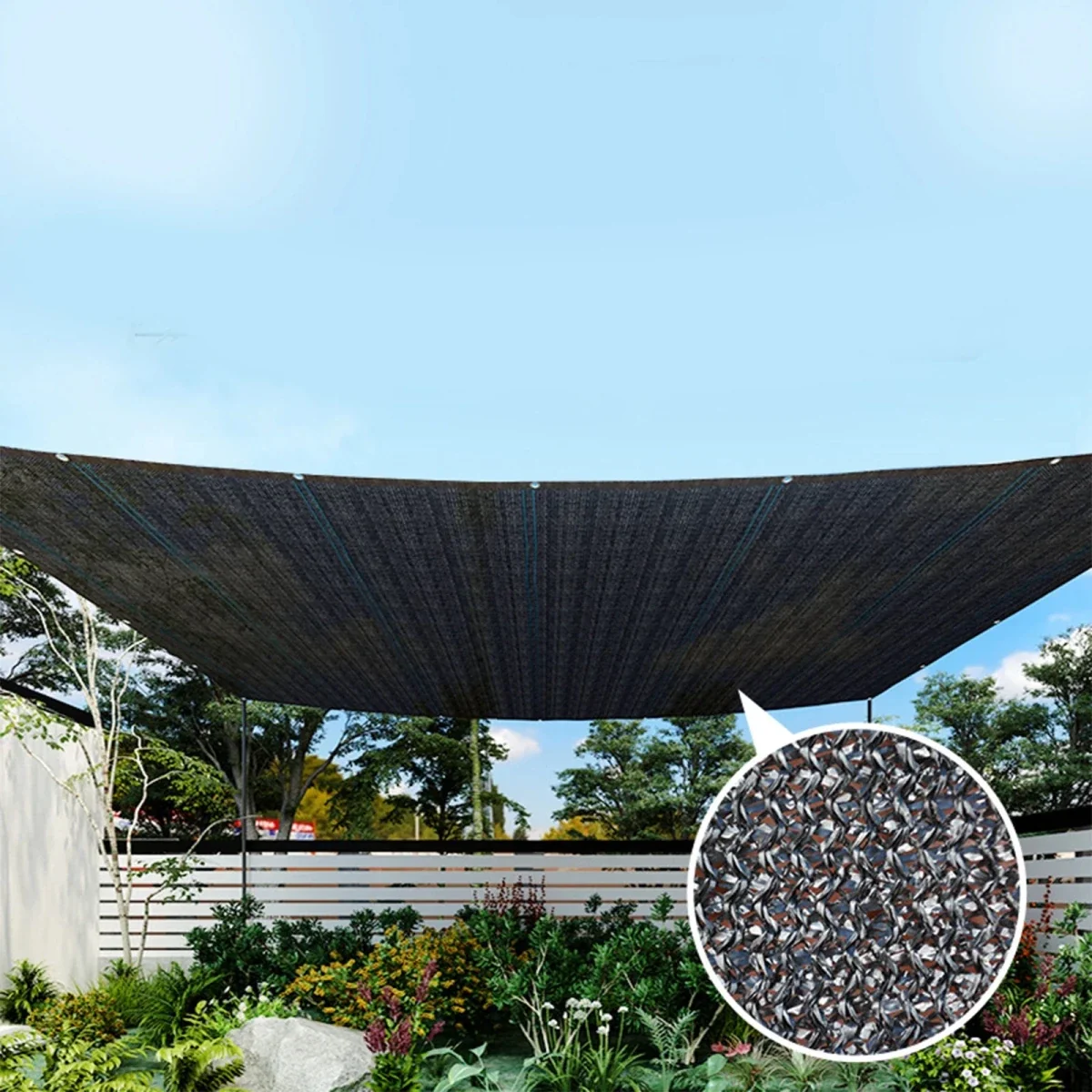 Breathable HDPE shade fabric with sunlight filtering through