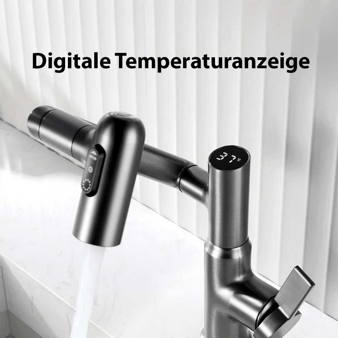 Height Adjustable Kitchen Faucet with 360 Degree Swivel and Temperature Display, view 5