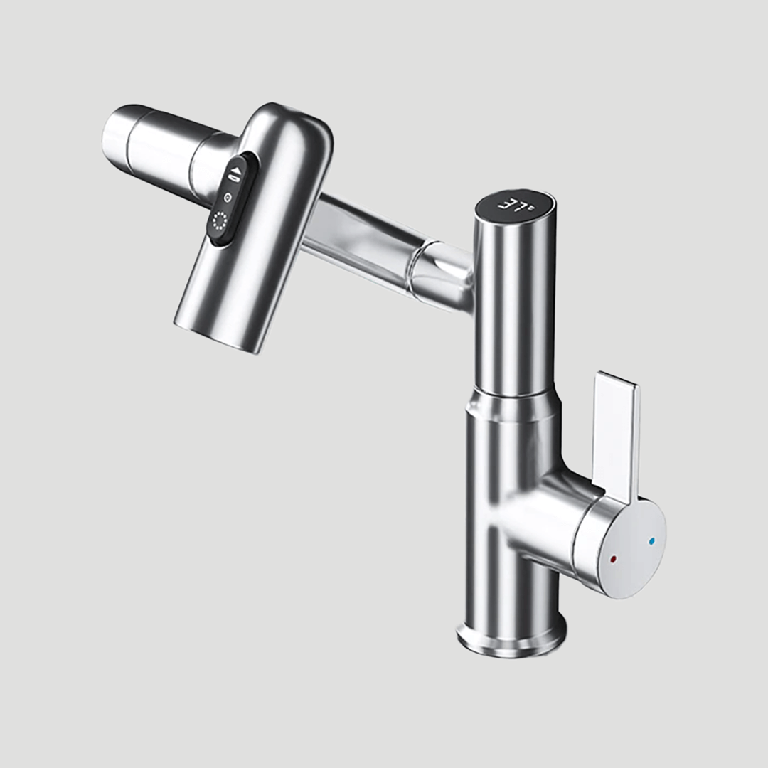 Height Adjustable Kitchen Faucet with 360 Degree Swivel and Temperature Display, view 6