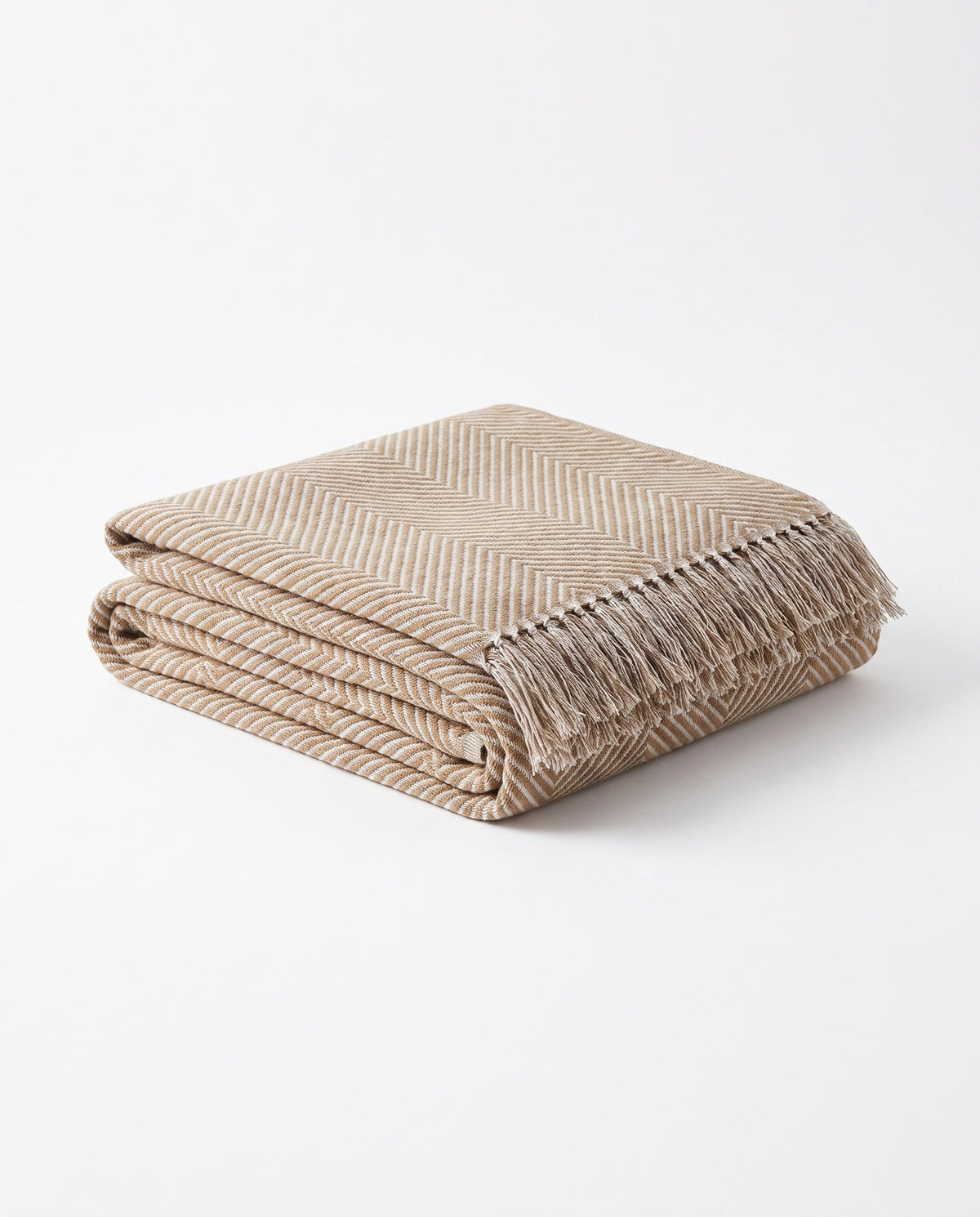 Herringbone Fringed Throw Blanket | Soft Warm Handfeel, 50-94in