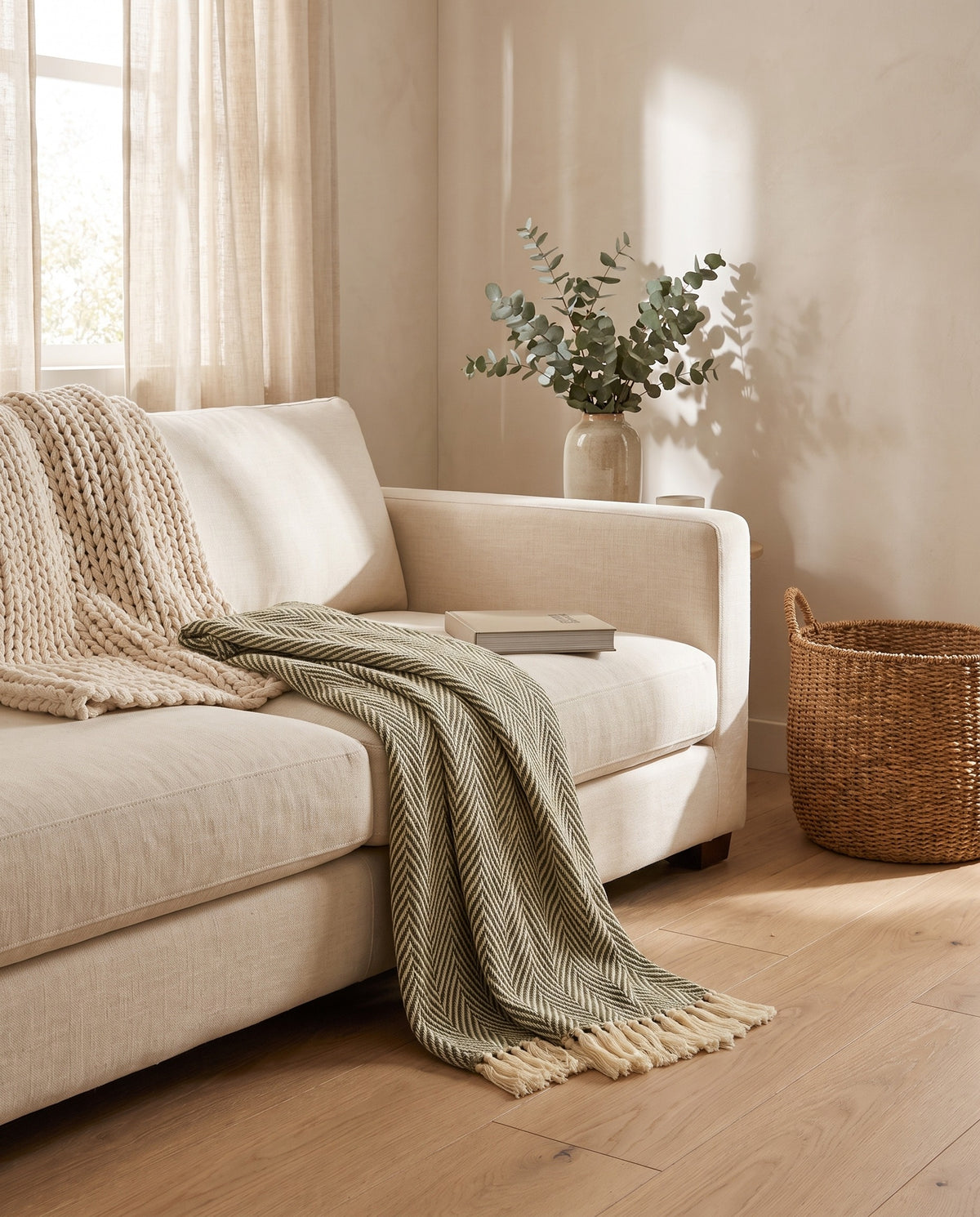 Herringbone Knit Throw Blanket | Machine Washable, 50-90in
