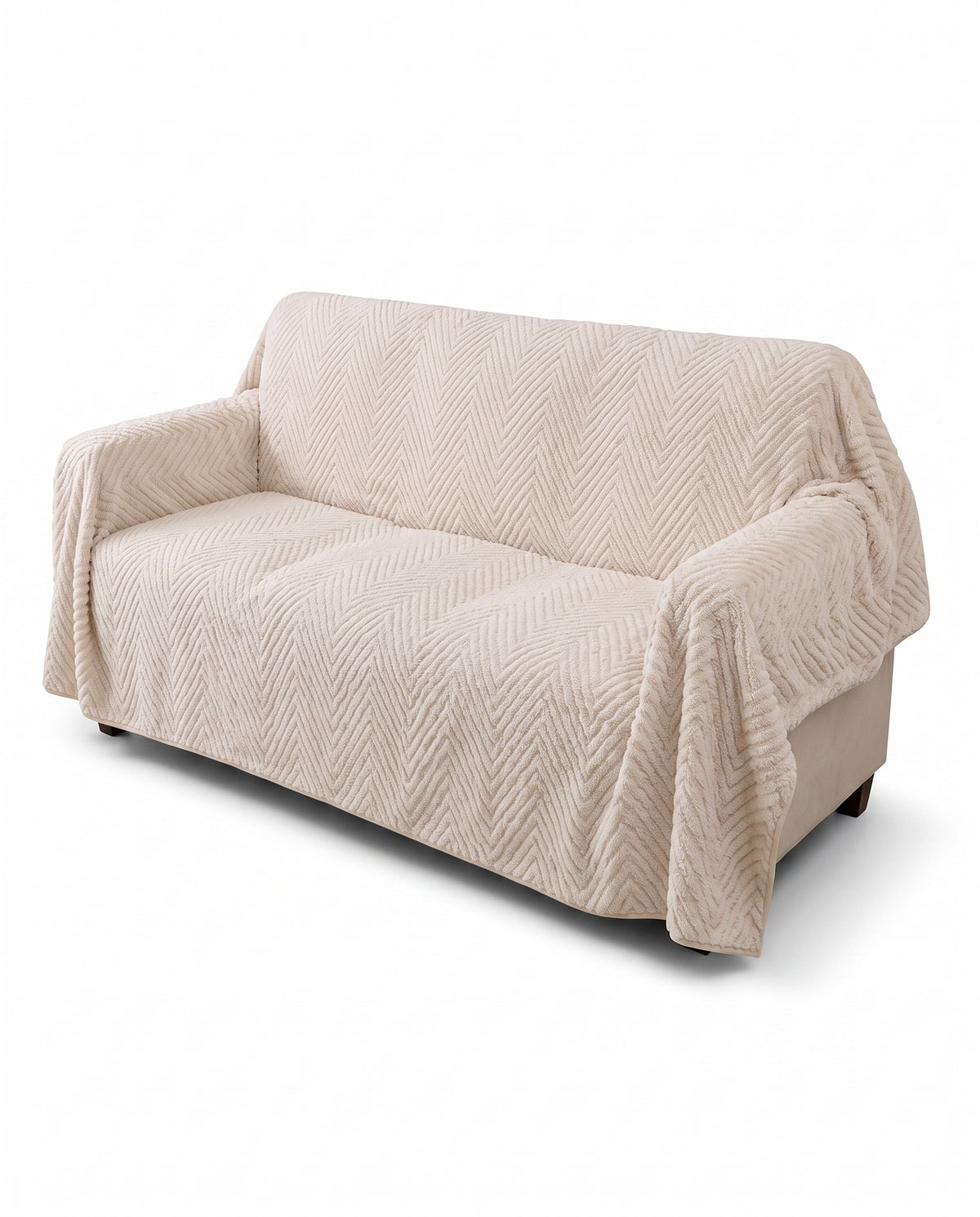 Herringbone Plush Nonslip Sofa Cover | Non-Slip Backing, 1-95in