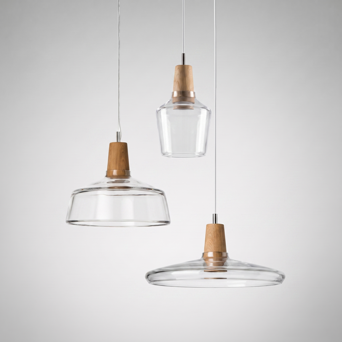 Glass and Wood Pendant Light