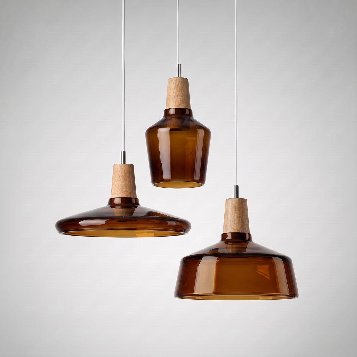 Glass and Wood Pendant Light