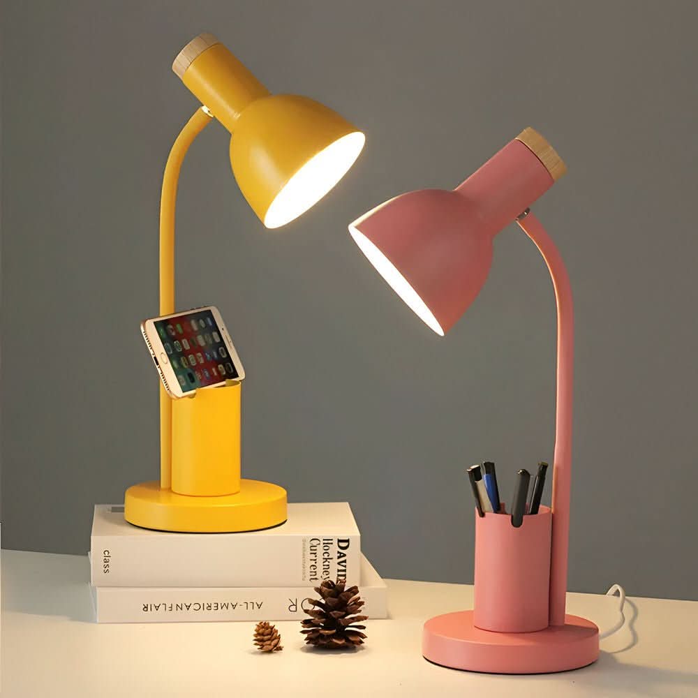 Iron LED Desk Lamp with Pen Holder and Three Color Temperatures, view 4