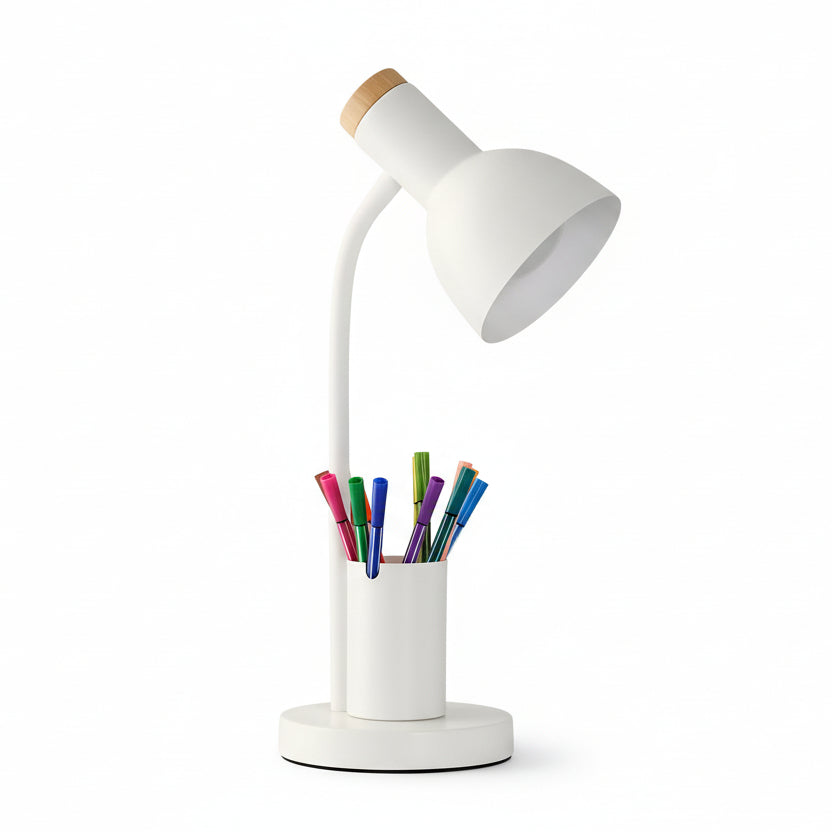 Iron LED Desk Lamp with Pen Holder and Three Color Temperatures, view 9