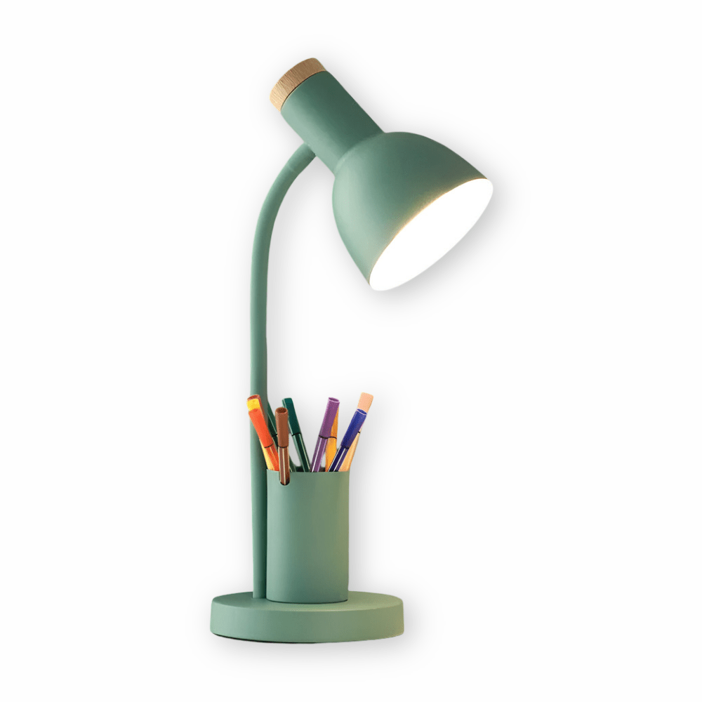 Iron LED Desk Lamp with Pen Holder and Three Color Temperatures, view 11