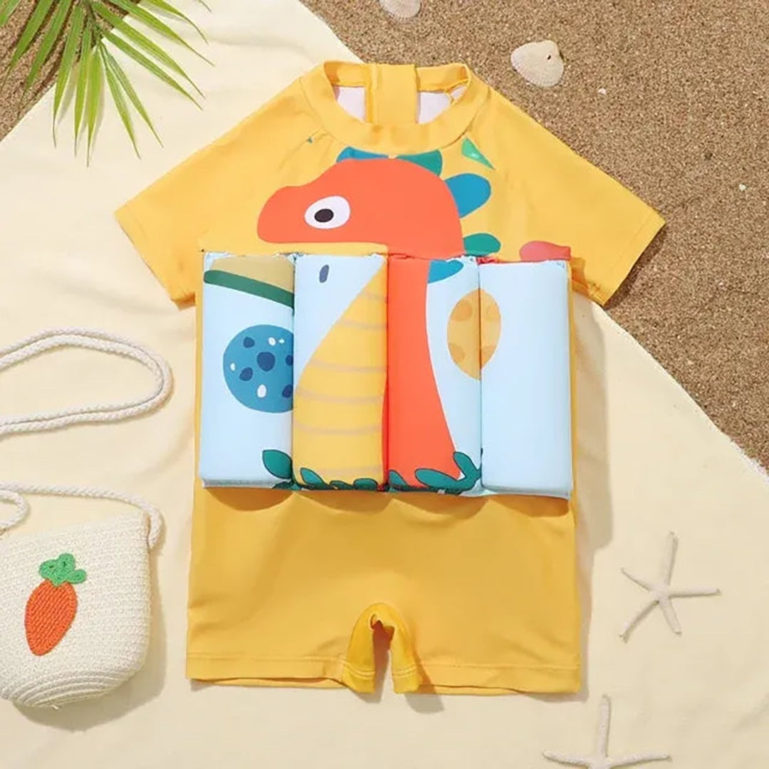 Kids' Float Swimsuit with Built In Buoyancy Pads and Swim Cap, view 3