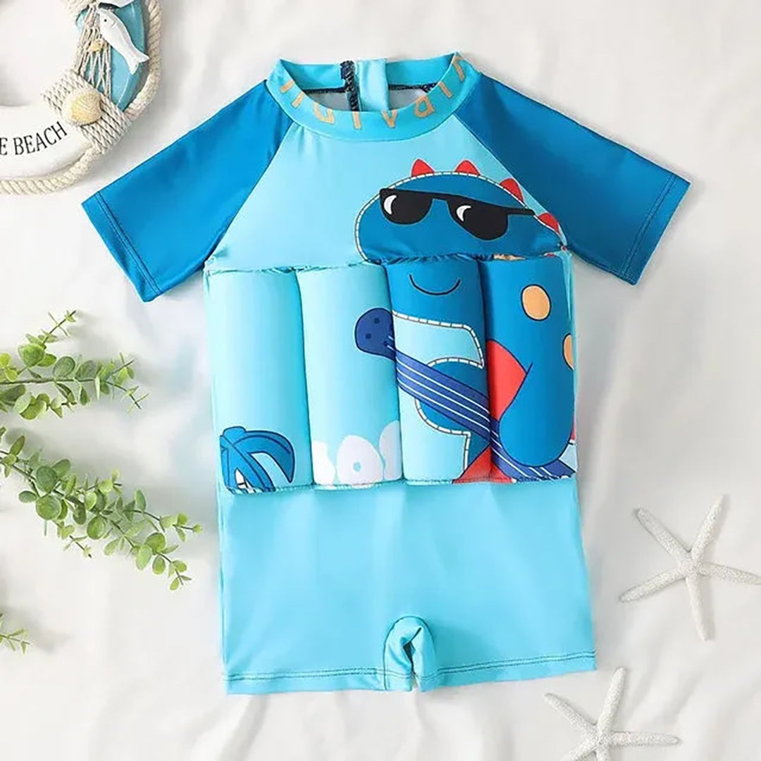 Kids' Float Swimsuit with Built In Buoyancy Pads and Swim Cap, view 5