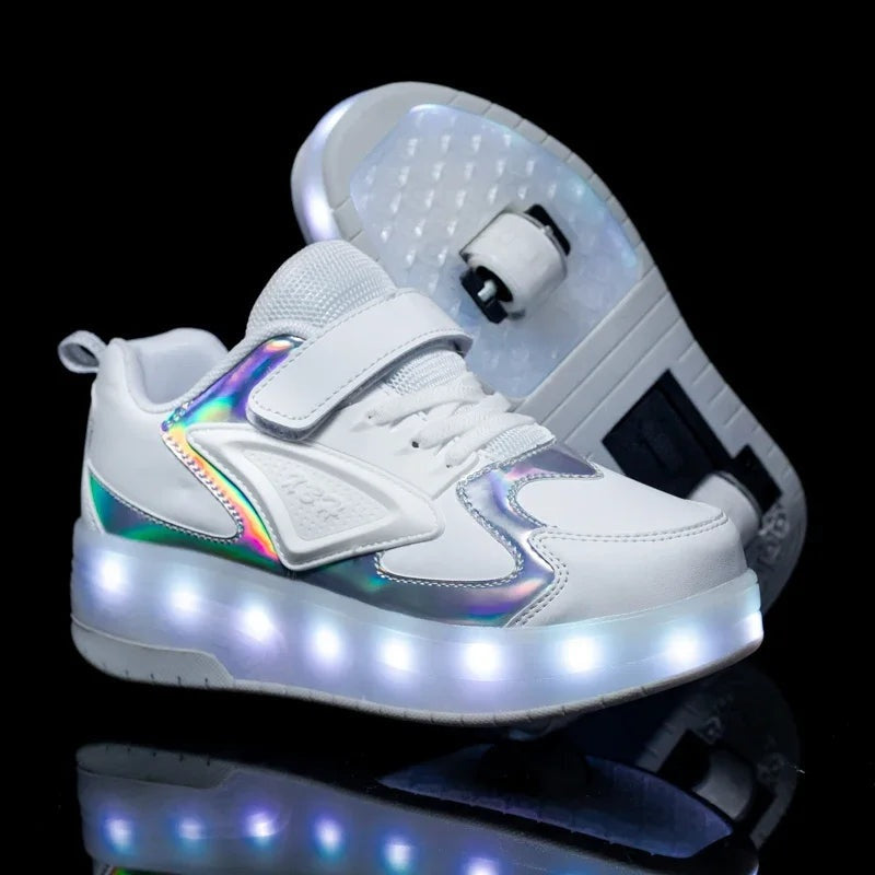 Kids Light Up Roller Shoes with Heel Wheel in Three Models, view 4