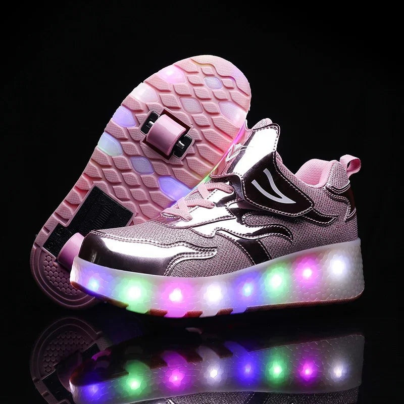 Kids Light Up Roller Shoes with Heel Wheel in Three Models, view 10