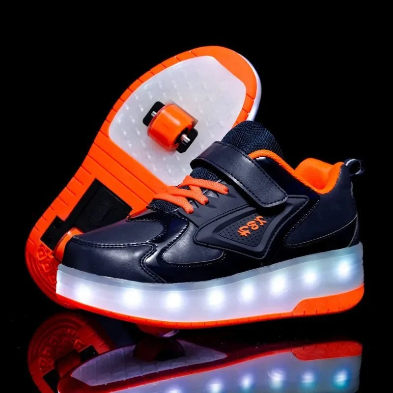 Kids Light Up Roller Shoes with Heel Wheel in Three Models, view 12