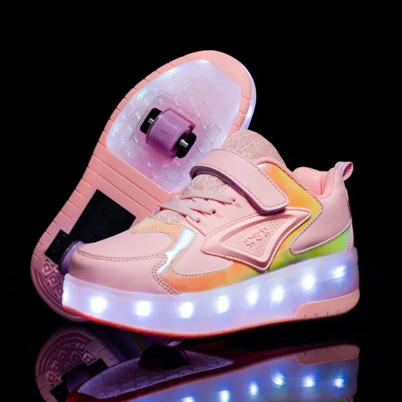 Kids Light Up Roller Shoes with Heel Wheel in Three Models, view 13