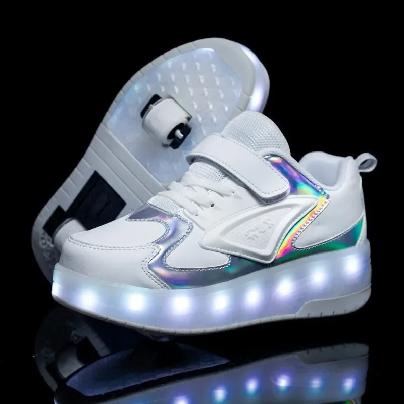 Kids Light Up Roller Shoes with Heel Wheel in Three Models, view 14