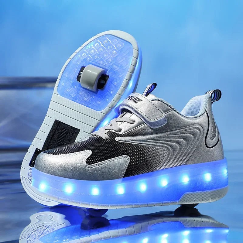 Kids Light Up Roller Shoes with Heel Wheel in Three Models, view 15